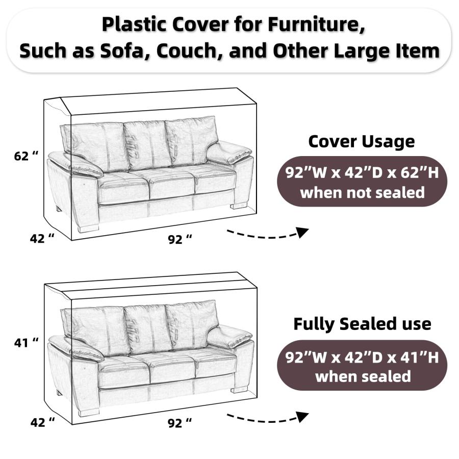 【並行輸入品】Yotelab Plastic Couch Cover for Moving，Sofa Bag Cover Protector，F