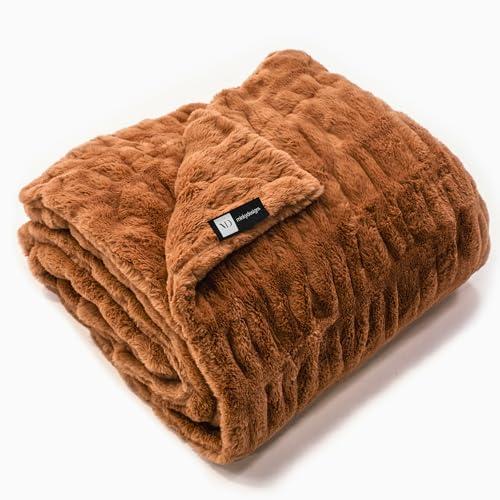 【並行輸入品】Minky Designs コッパーフェイクファーミンキーブランケット ソフトでふわふわで心地よいスロー カウチ、ベッド、ホー