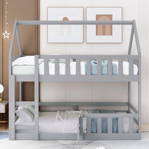 並行輸入品】 SOFTSEA House Bunk Bed Twin Over Twin Floor Bunk Bed