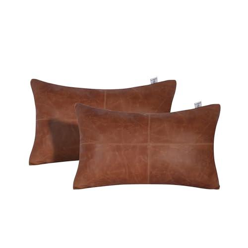 【並行輸入品】 HideNgo Lambskin Leather Rectangular Pillow Cover Sofa Cushion