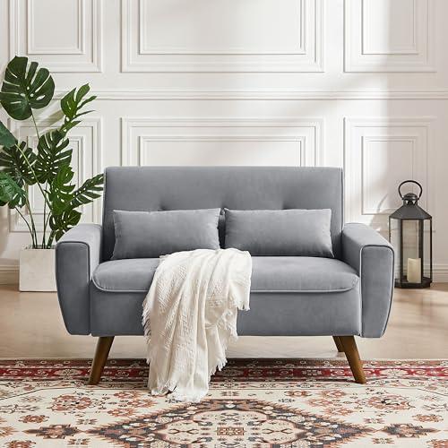 【並行輸入品】 Soscana 48\" Small Loveseat Sofa, Modern Linen Fabric Love Seat C"_1