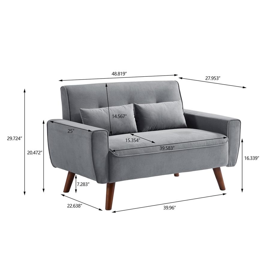 【並行輸入品】 Soscana 48\" Small Loveseat Sofa, Modern Linen Fabric Love Seat C"_3