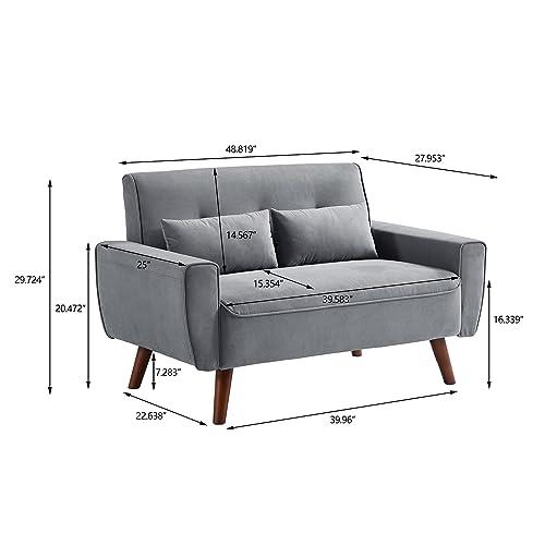 【並行輸入品】 Soscana 48\" Small Loveseat Sofa, Modern Linen Fabric Love Seat C"_4