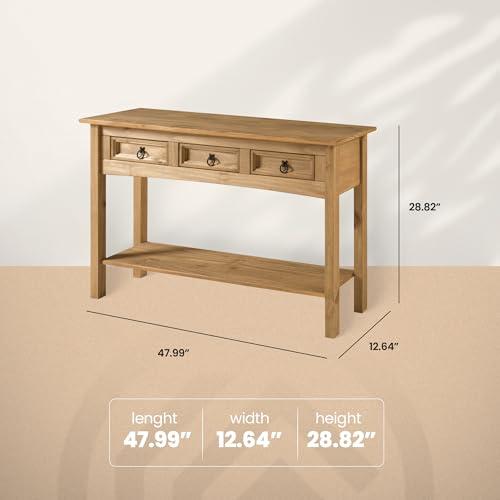 【並行輸入品】 Furniture Dash Solid Wood Console Table with 3 Drawers 47.9" W，_4
