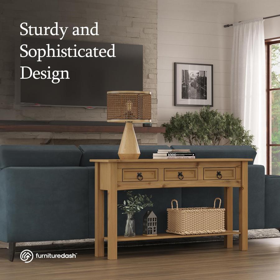 【並行輸入品】 Furniture Dash Solid Wood Console Table with 3 Drawers 47.9" W，_6