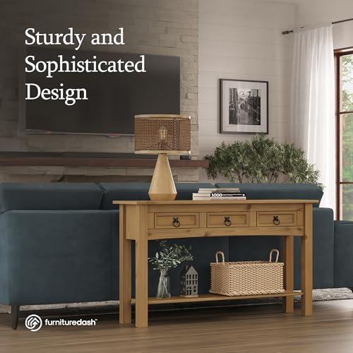 【並行輸入品】 Furniture Dash Solid Wood Console Table with 3 Drawers 47.9" W，_7