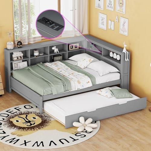【並行輸入品】 Bellemave Daybed with Trundle and Bookcase Headboard， Twin Size_1