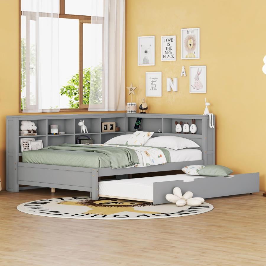【並行輸入品】 Bellemave Daybed with Trundle and Bookcase Headboard， Twin Size_3
