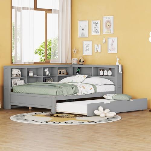 【並行輸入品】 Bellemave Daybed with Trundle and Bookcase Headboard， Twin Size_4