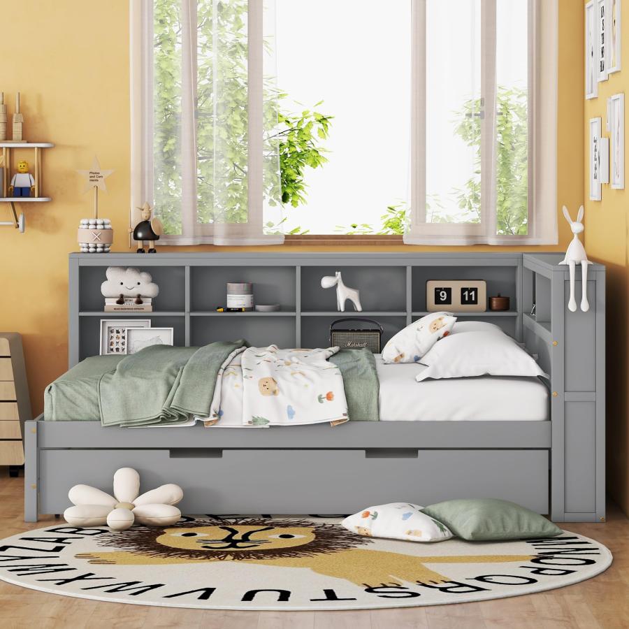 【並行輸入品】 Bellemave Daybed with Trundle and Bookcase Headboard， Twin Size_6