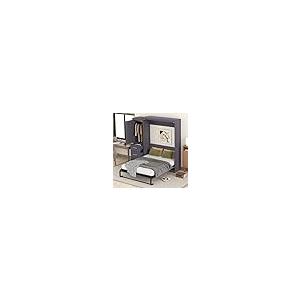 【並行輸入品】SOFTSEA(ソフトシー) マーフィーベッド フルサイズ ファームハウスウッド 隠し壁ベッドフレーム ワードローブと収納引き出しの画像