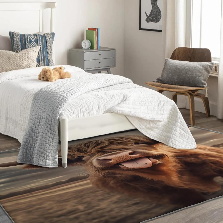 【並行輸入品】 Highland Cow Rug & Home Decor 4x6 Rug， Funny Farm Animal Rugs_3