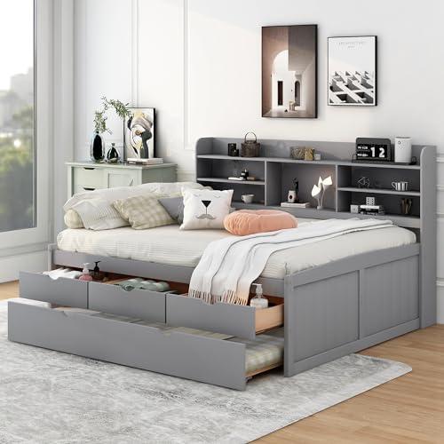 【並行輸入品】 Harper & Bright Designs Full Size Daybed with Trundle and 3 Stor_1