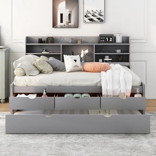 【並行輸入品】 Harper & Bright Designs Full Size Daybed with Trundle and 3 Stor_4