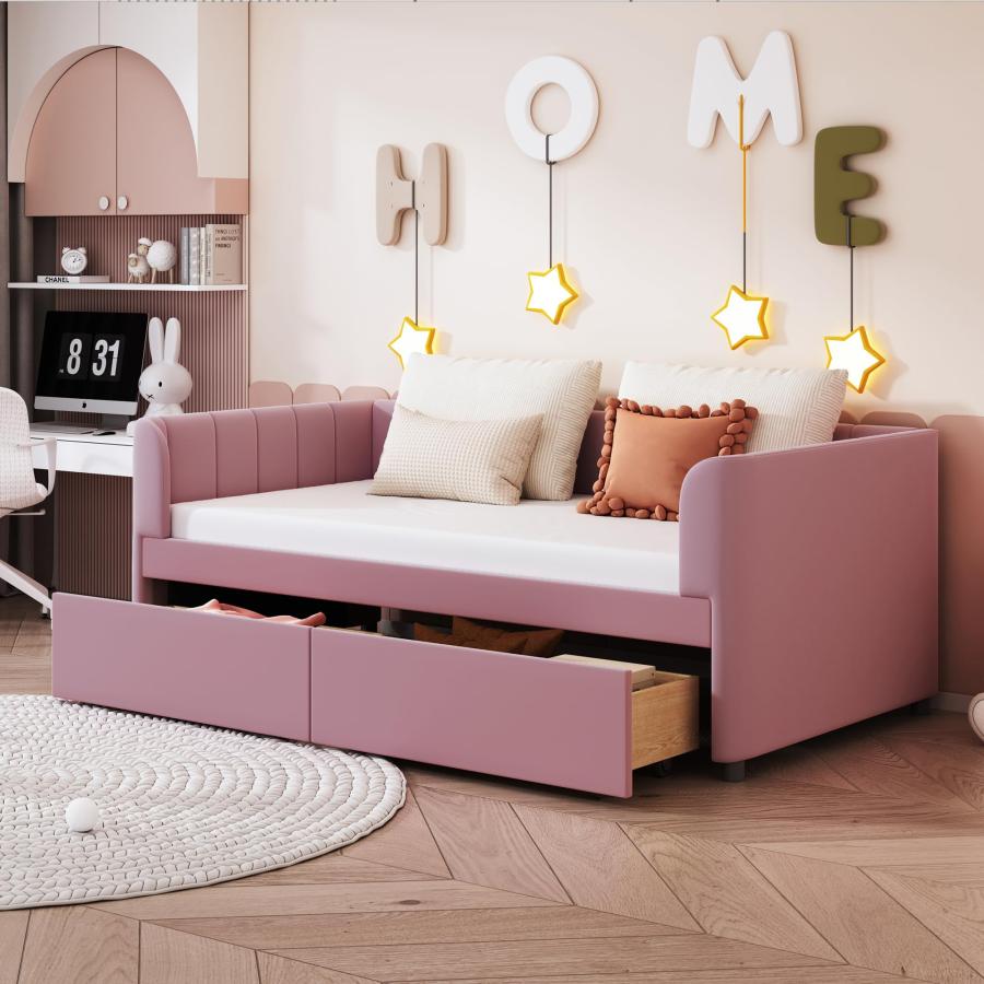 【並行輸入品】 Bellemave Twin Daybed with 2 Storage Drawers， Velvet Upholstered_2