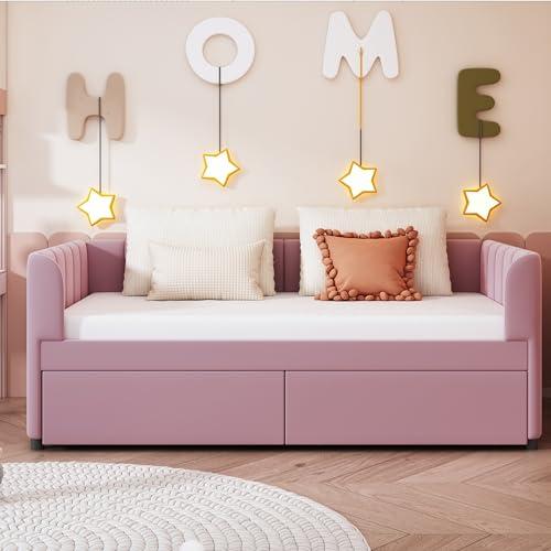 【並行輸入品】 Bellemave Twin Daybed with 2 Storage Drawers， Velvet Upholstered_3