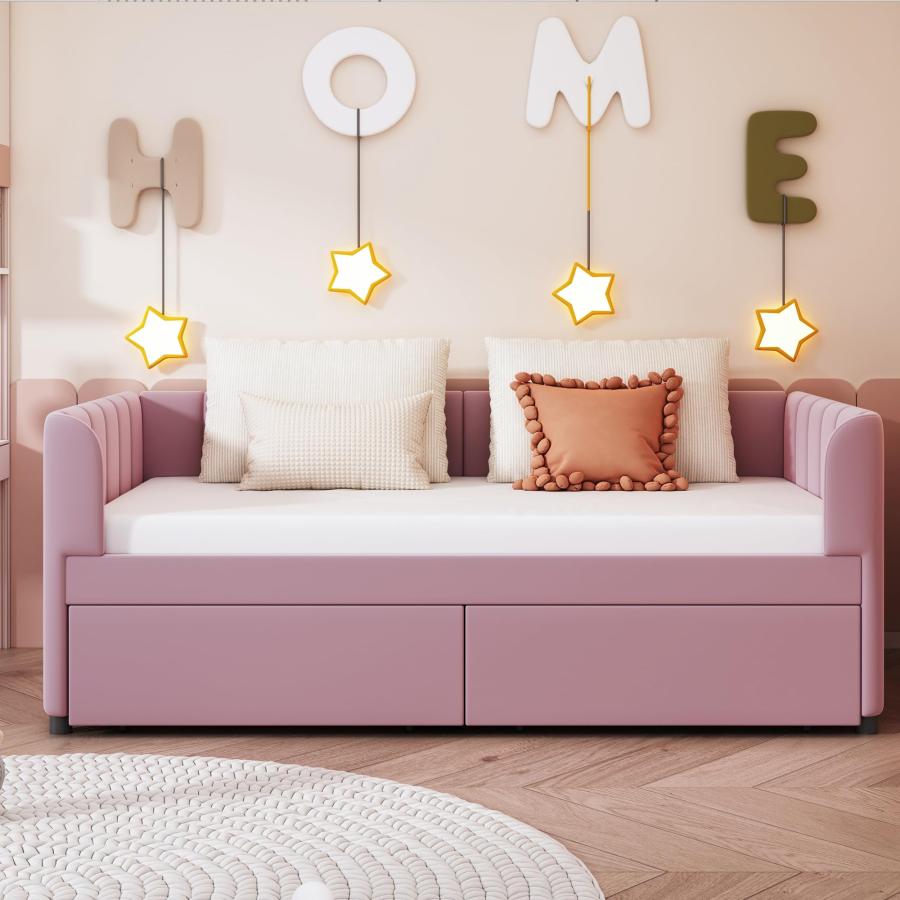 【並行輸入品】 Bellemave Twin Daybed with 2 Storage Drawers， Velvet Upholstered_5