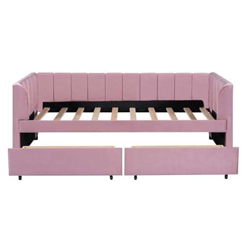 【並行輸入品】 Bellemave Twin Daybed with 2 Storage Drawers， Velvet Upholstered_6