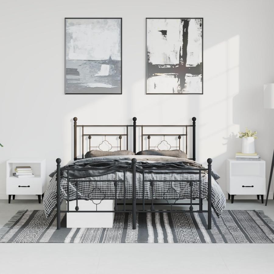 【並行輸入品】 vidaXL 10'' King Metal Bed Frames with Headboard and Footboard，_6