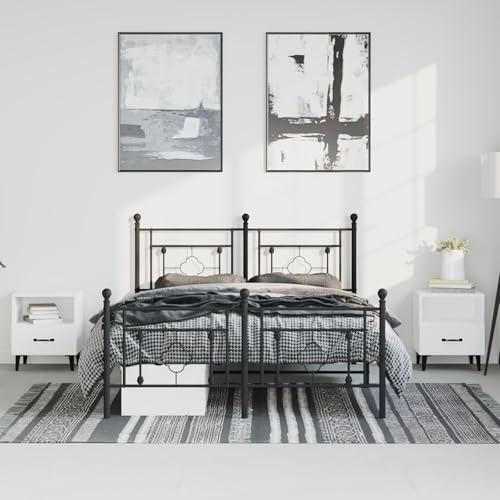 【並行輸入品】 vidaXL 10'' King Metal Bed Frames with Headboard and Footboard，_7