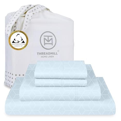 【並行輸入品】 Threadmill Egyptian Cotton Sheets for King Size Bed | 100% Certi_1