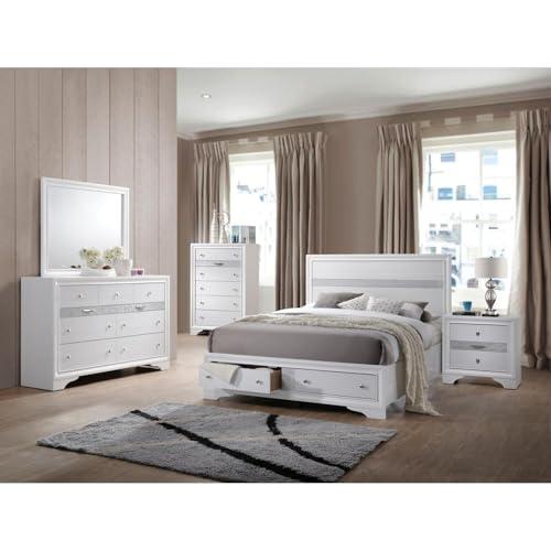 【並行輸入品】 HomeStock Eastern King Bed with StorageCity Chic White Bed Frameの画像