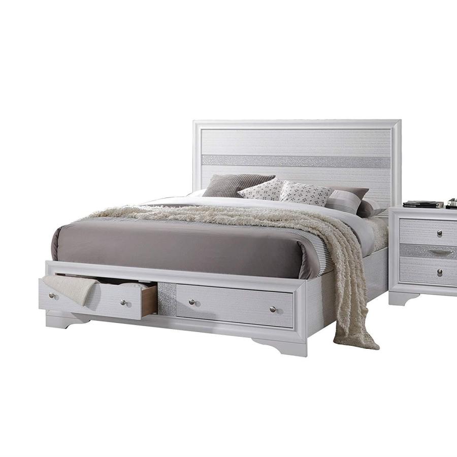 【並行輸入品】 HomeStock Eastern King Bed with StorageCity Chic White Bed Frameの画像