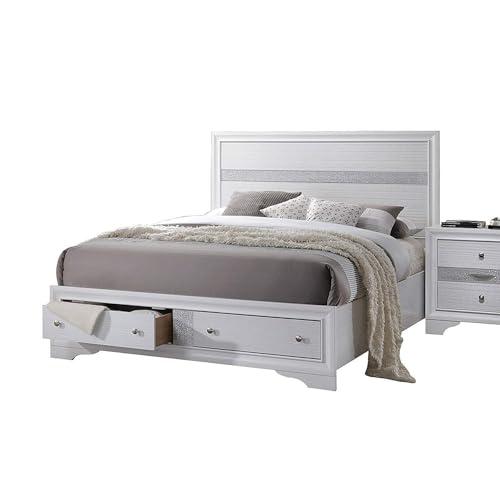 【並行輸入品】 HomeStock Eastern King Bed with StorageCity Chic White Bed Frameの画像