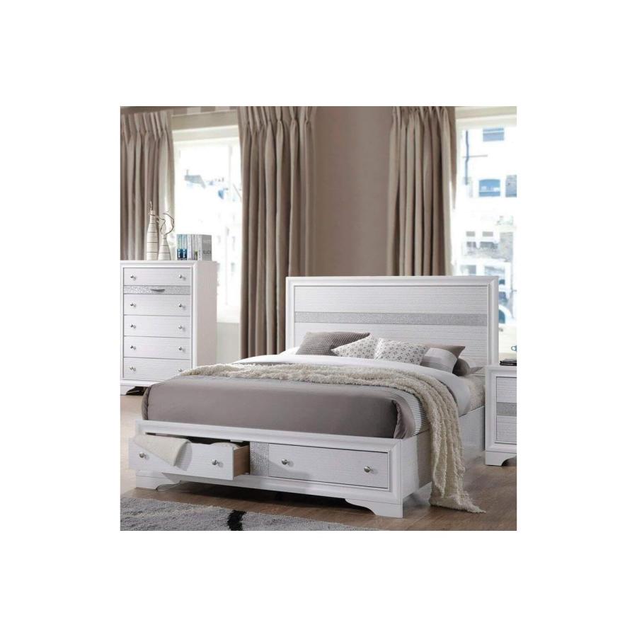【並行輸入品】 HomeStock Eastern King Bed with StorageCity Chic White Bed Frameの画像