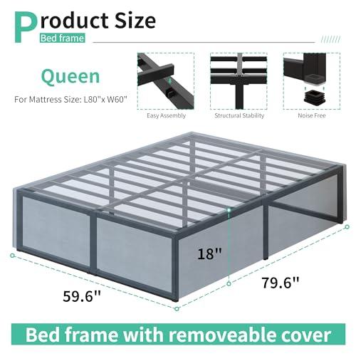 【並行輸入品】 Lutown Teen 18 Inch Queen Bed Frame with Cover Skirt， Heavy Duty_4