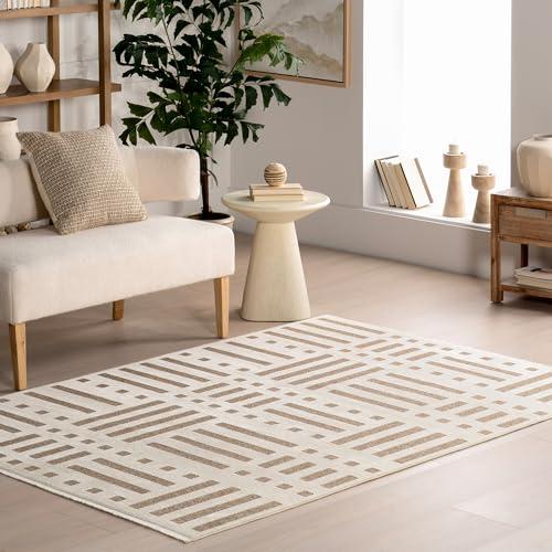 【並行輸入品】 Nuloom Versa Mina Beige/Cream， 4' x 6'， Soft and Cozy， High Traf_1
