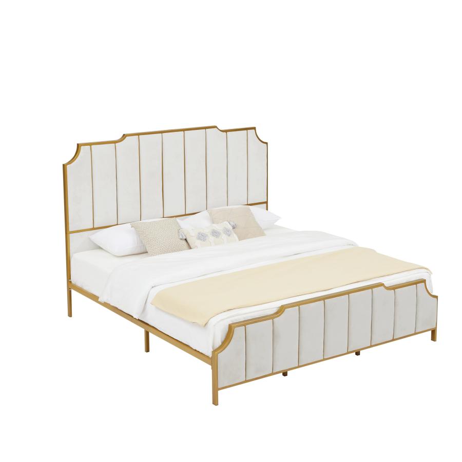 【並行輸入品】 Generic King Size Bed Frame,Upholstered Platform Bed \u0026 High headの画像