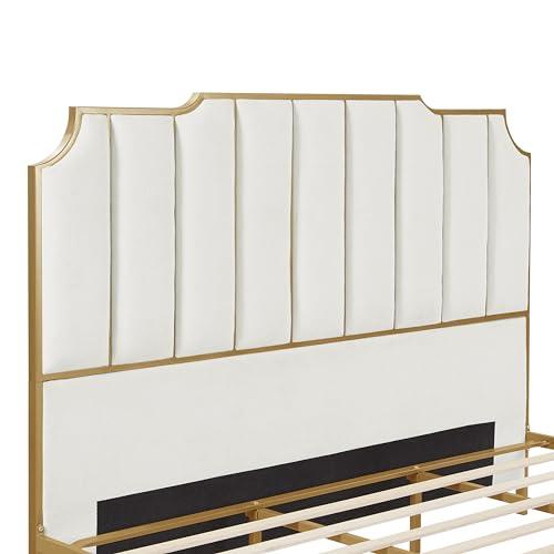 【並行輸入品】 Generic King Size Bed Frame,Upholstered Platform Bed \u0026 High headの画像