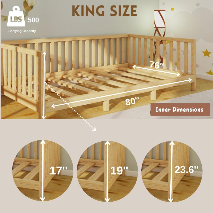 【並行輸入品】 Montessori Floor Bed Designed with Open Front and Footed Model fの画像