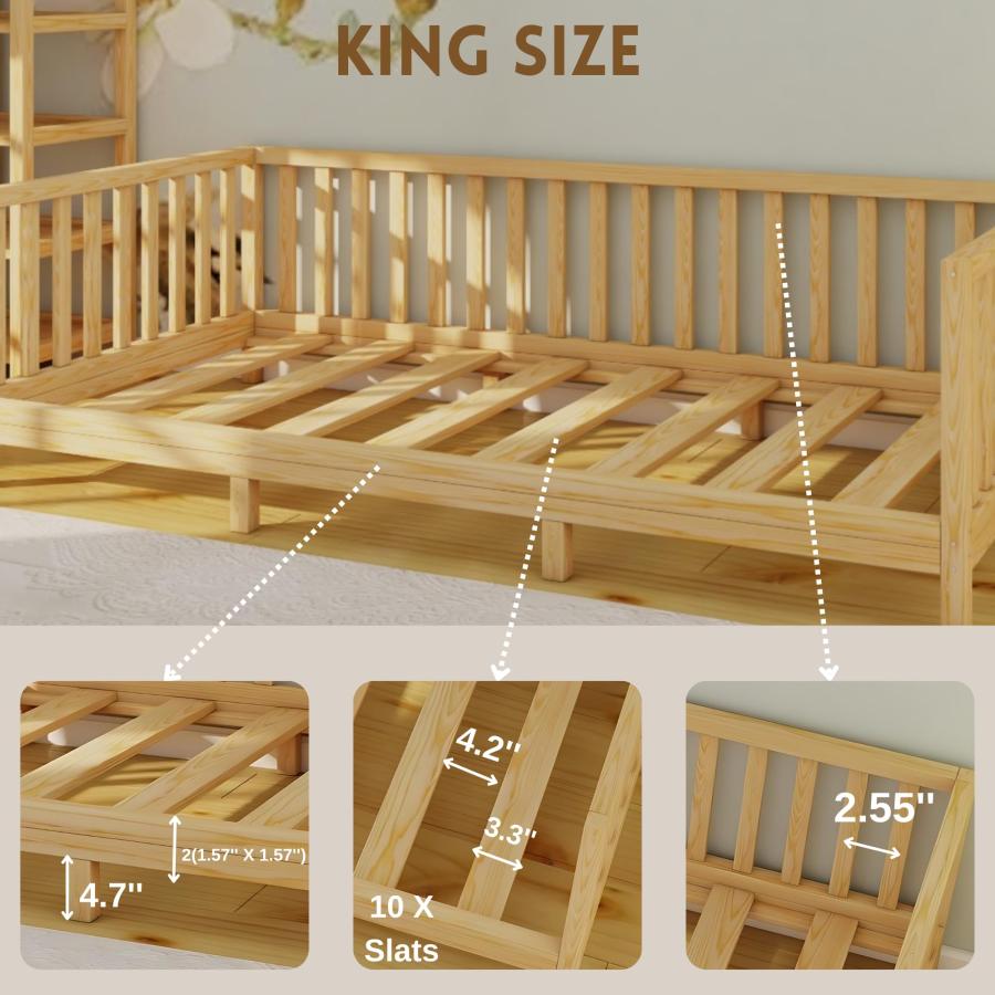 【並行輸入品】 Montessori Floor Bed Designed with Open Front and Footed Model fの画像