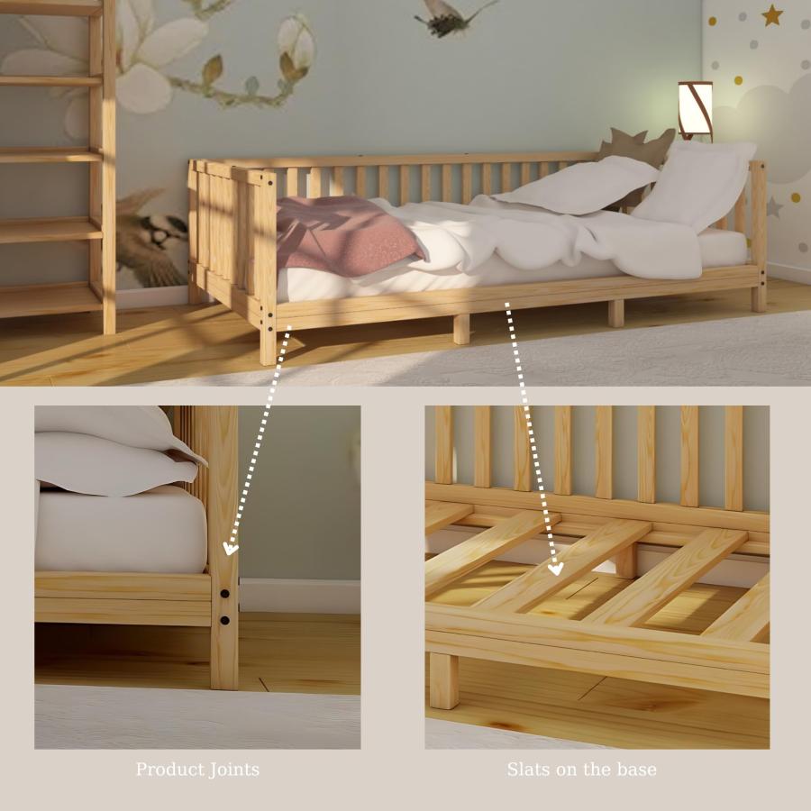 【並行輸入品】 Montessori Floor Bed Designed with Open Front and Footed Model fの画像