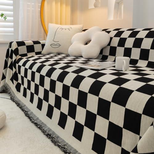 【並行輸入品】 ERICSF Chenille Black and White Checkerboard Checkerboard Sofa C