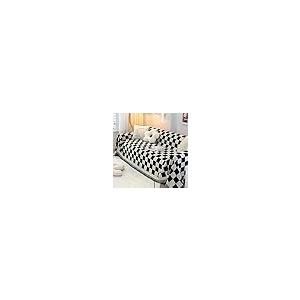 【並行輸入品】 ERICSF Chenille Black and White Checkerboard Checkerboard Sofa C