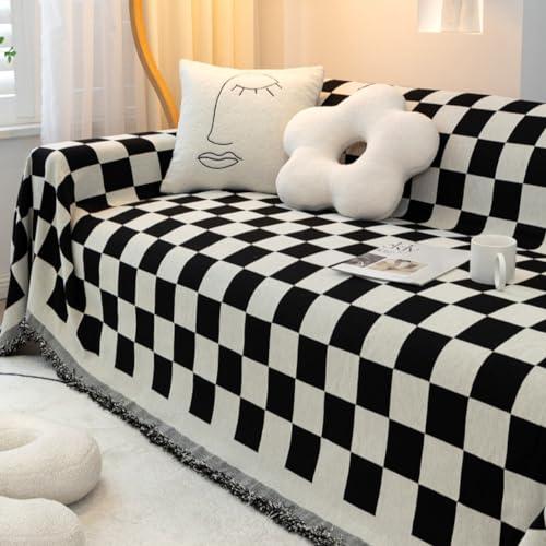 【並行輸入品】 ERICSF Chenille Black and White Checkerboard Checkerboard Sofa C