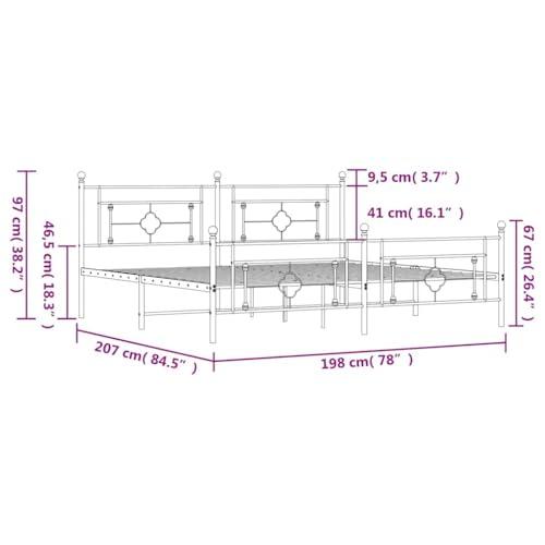 【並行輸入品】 vidaXL 10'' King Metal Bed Frames with Headboard and Footboard，_7