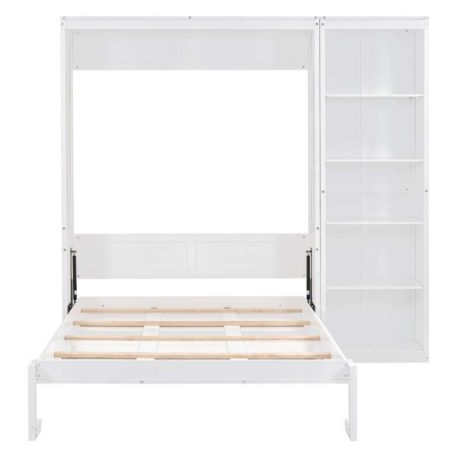 【並行輸入品】 Full Size Murphy Bed with Storage Shelves, Cabinet Beds with Fleの画像
