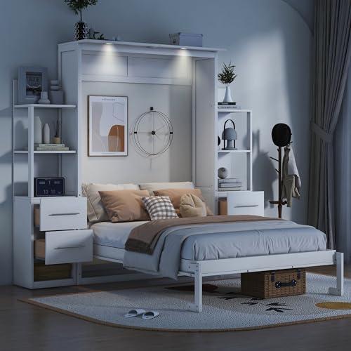 【並行輸入品】 Full Size Murphy Bed with Storage Shelves and Drawers, Cabinet Bの画像
