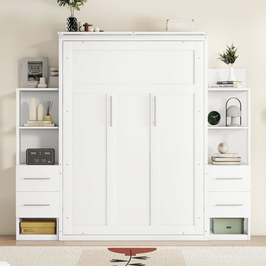 【並行輸入品】 Full Size Murphy Bed with Storage Shelves and Drawers, Cabinet Bの画像