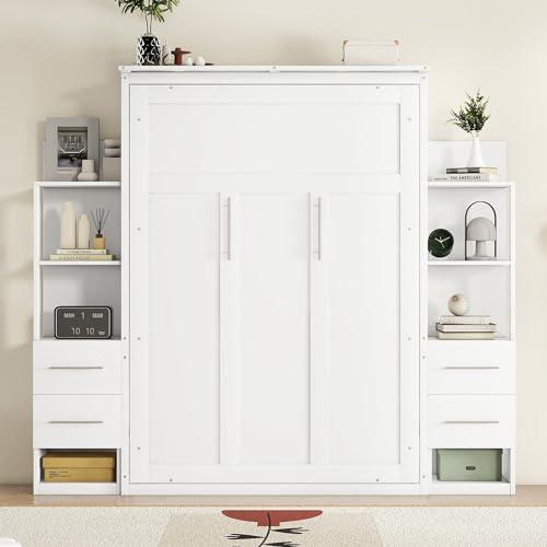【並行輸入品】 Full Size Murphy Bed with Storage Shelves and Drawers, Cabinet Bの画像
