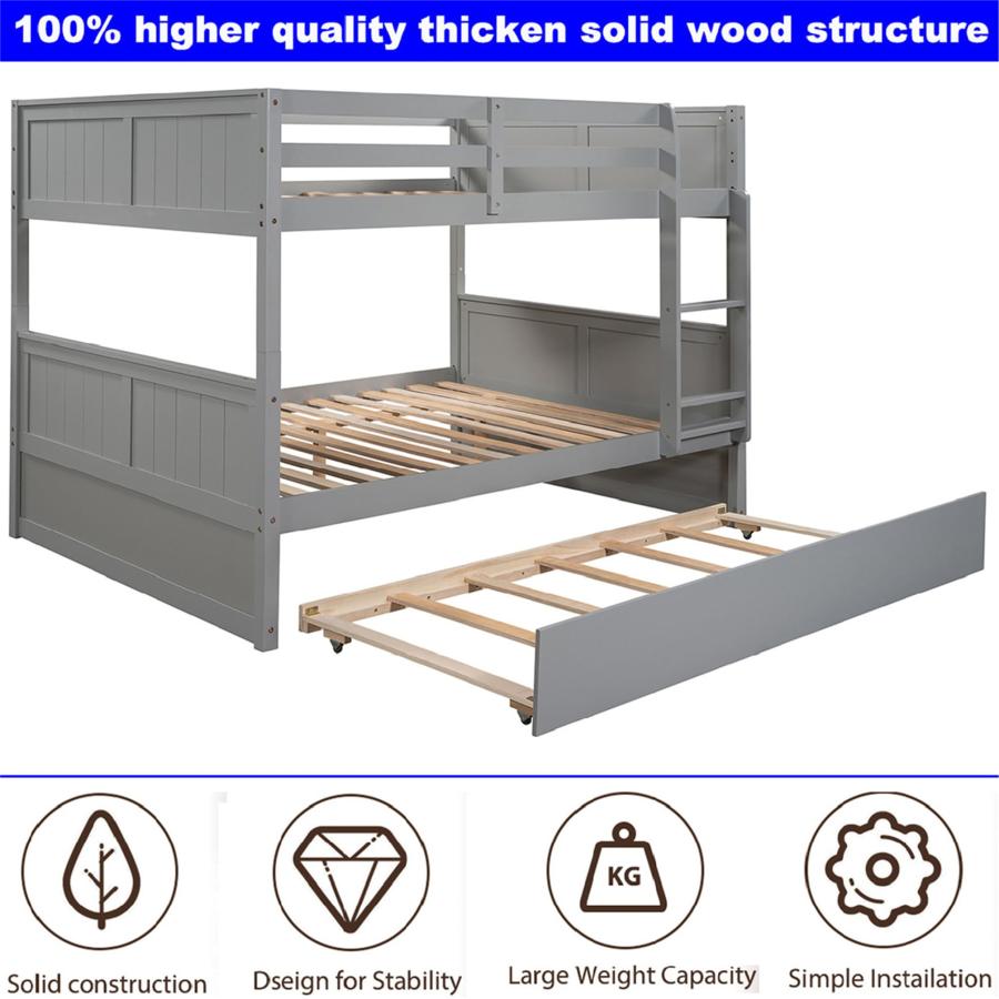 【並行輸入品】 LEEKOUS Upgraded Version Best Full Over Full Bunk Bed with Trundの画像