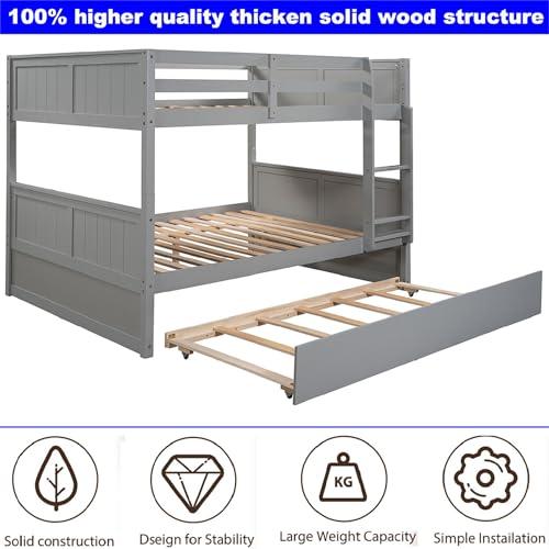 【並行輸入品】 LEEKOUS Upgraded Version Best Full Over Full Bunk Bed with Trundの画像