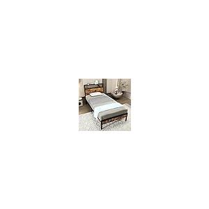 【並行輸入品】 DORTALA Industrial Twin Bed Frame with Storage Headboard & Charg_2