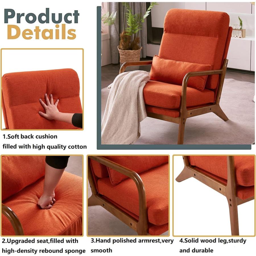 【並行輸入品】 Hosnnile Accent Chair with Cushion， Mid Century Modern Upholster
