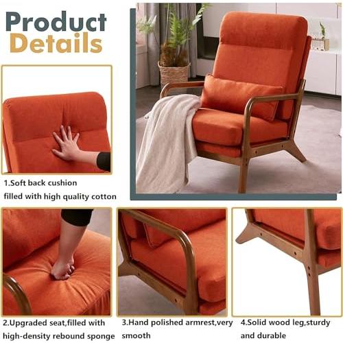 【並行輸入品】 Hosnnile Accent Chair with Cushion， Mid Century Modern Upholster