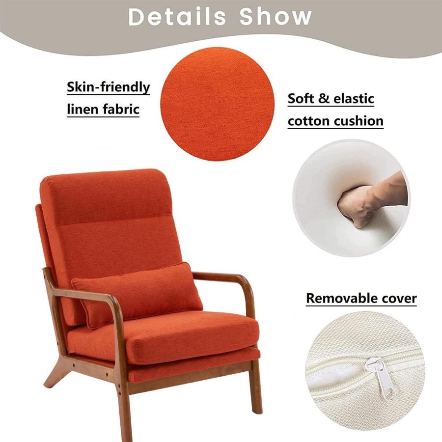 【並行輸入品】 Hosnnile Accent Chair with Cushion， Mid Century Modern Upholster